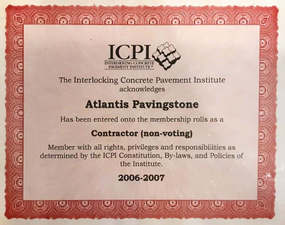 Atlantis Paving ICPI Certifications